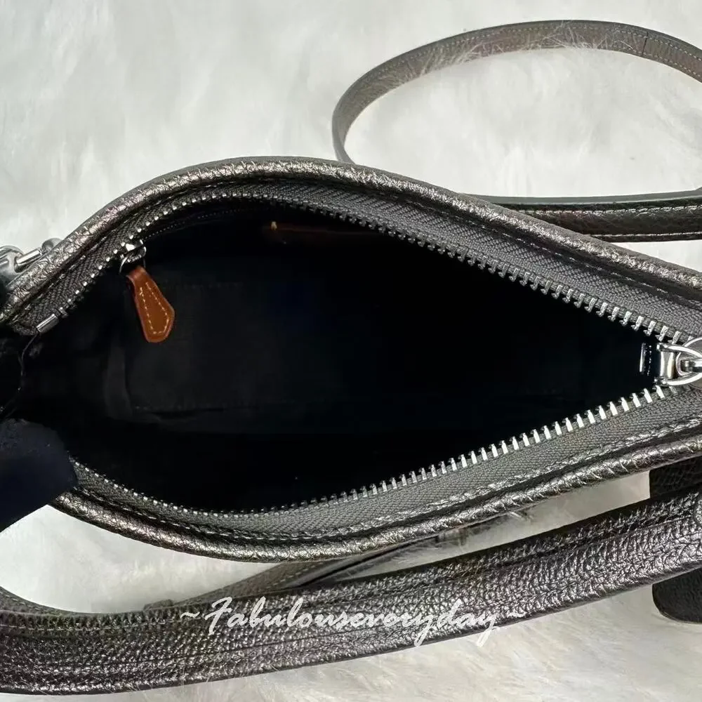 Coach Laurel Small Shoulder Bag Star Charm Leather/Metallic Graphite CCF16 NWT